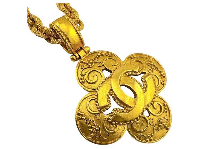 Chanel Coco Mark und Kamelie Halskette Gold Gold hardware - Ansicht 5