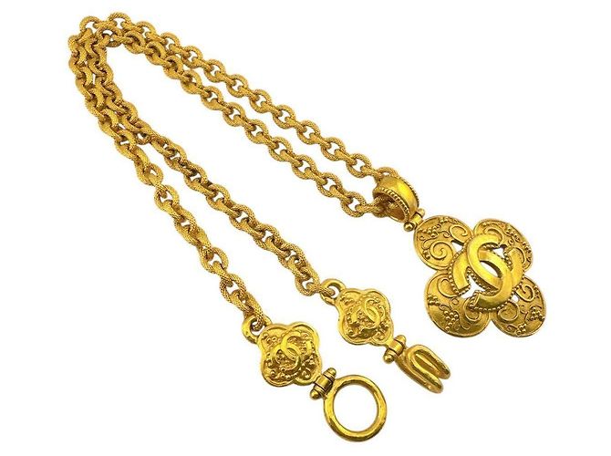 Chanel Coco Mark und Kamelie Halskette Gold Gold hardware - Ansicht 7