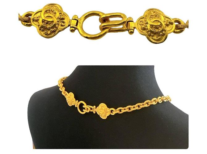 Chanel Coco Mark und Kamelie Halskette Gold Gold hardware - Ansicht 8