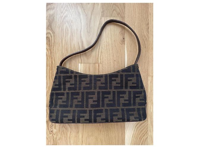 Zucca Borsa Fendi marrone in tessuto - vista 3