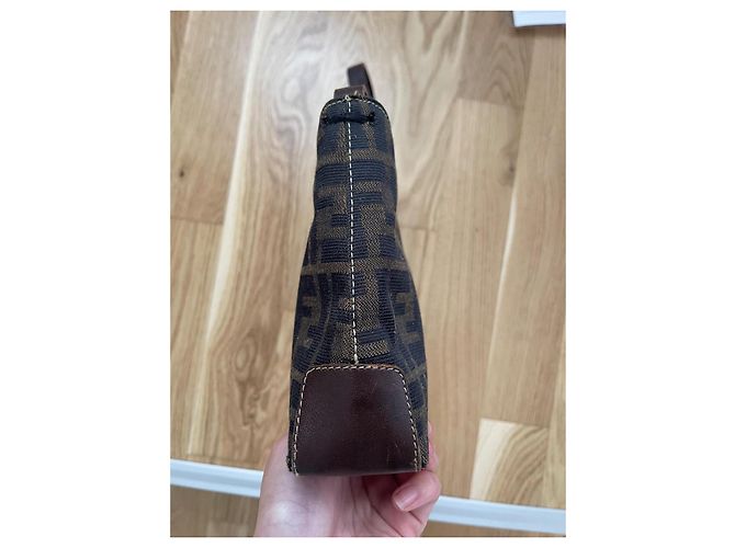 Zucca Borsa Fendi marrone in tessuto - vista 5