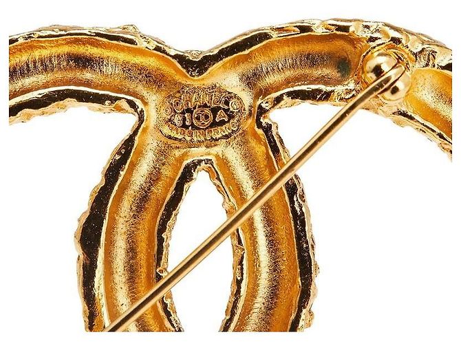 Spilla Chanel Logo CC con Nappine Oro Gold hardware - vista 2