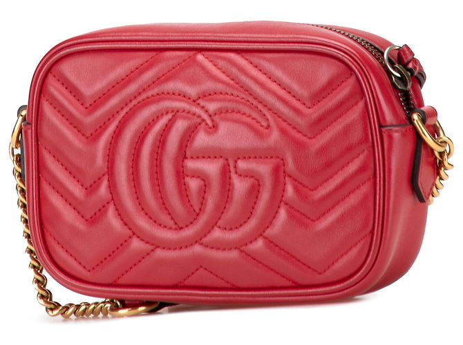 Gucci Rosso Mini GG Marmont Pelle Matelassé Crossbody - vista 2