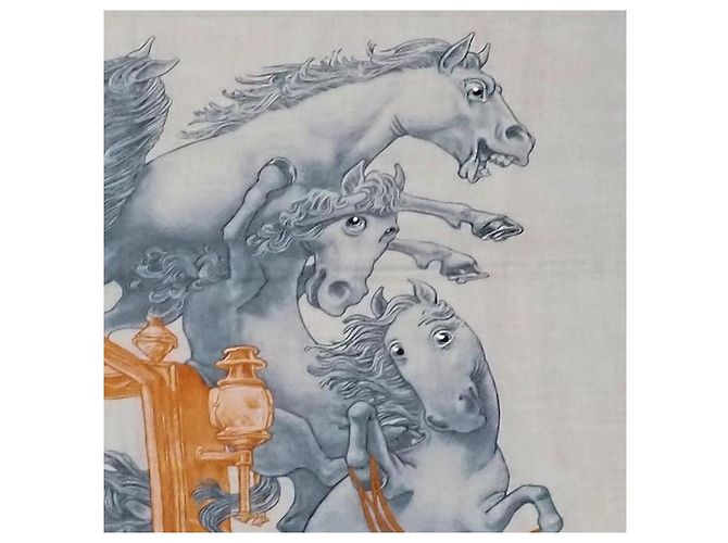 Hermès Carré 100 Grand Carros Royale Sciarpa in Seta e Cashmere Multicolore - vista 3