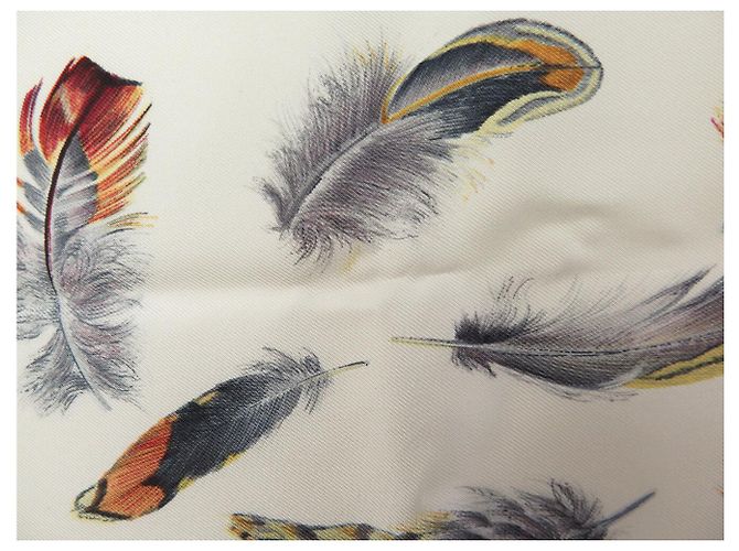 Hermès FULAR VINTAGE HERMES LES PLUMES LINARES SETA BLU 90CM SCATOLA - vista 10