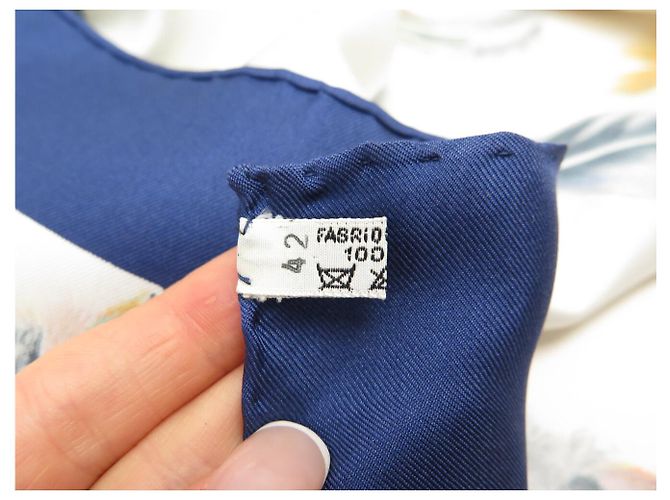 Hermès FULAR VINTAGE HERMES LES PLUMES LINARES SETA BLU 90CM SCATOLA - vista 12