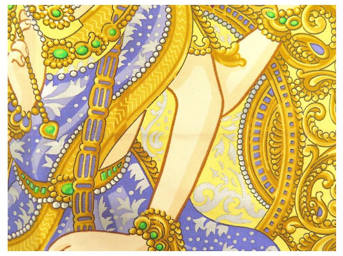 Hermès FULAR HERMES INDIA DI CATY LATHAM 1986 IN SETA 90 CM Giallo - vista 10