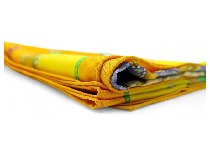 Hermès FULAR HERMES INDIA DI CATY LATHAM 1986 IN SETA 90 CM Giallo - vista 17
