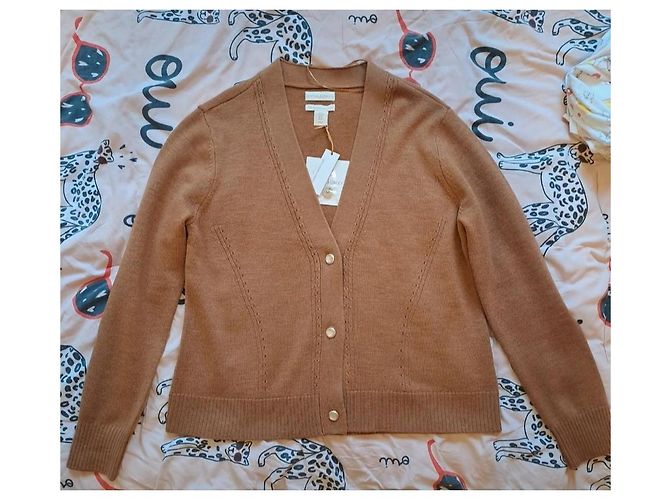 Cynthia Rowley Merinowolle Strickjacke Camel Kamel - Ansicht 2