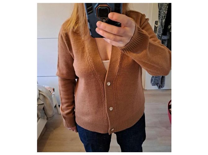 Cynthia Rowley Merinowolle Strickjacke Camel Kamel - Ansicht 8