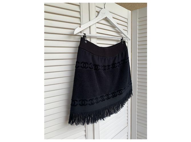 Falda de toalla negra con logo y flecos de Chanel & Karl Lagerfeld Negro - vista 16