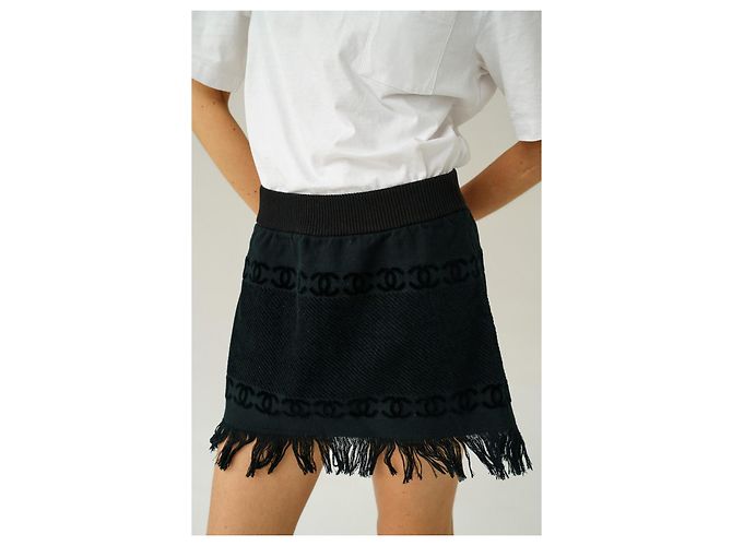 Falda de toalla negra con logo y flecos de Chanel & Karl Lagerfeld Negro - vista 3