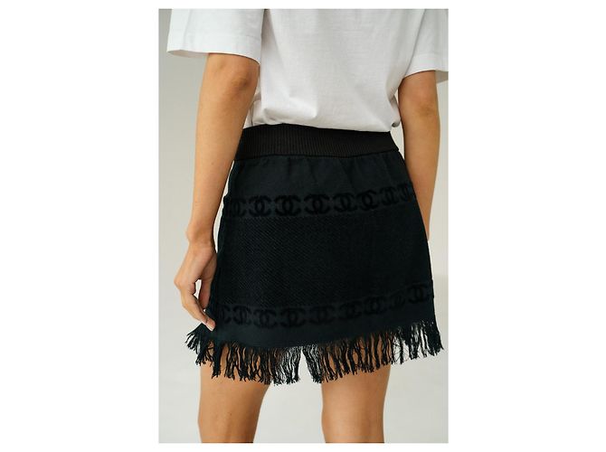 Falda de toalla negra con logo y flecos de Chanel & Karl Lagerfeld Negro - vista 5