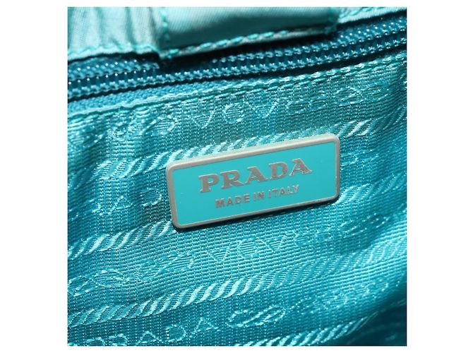 Borsa Tote PRADA Nylon 2in1 Blu Turchese Argento Auth ti3401 - vista 19