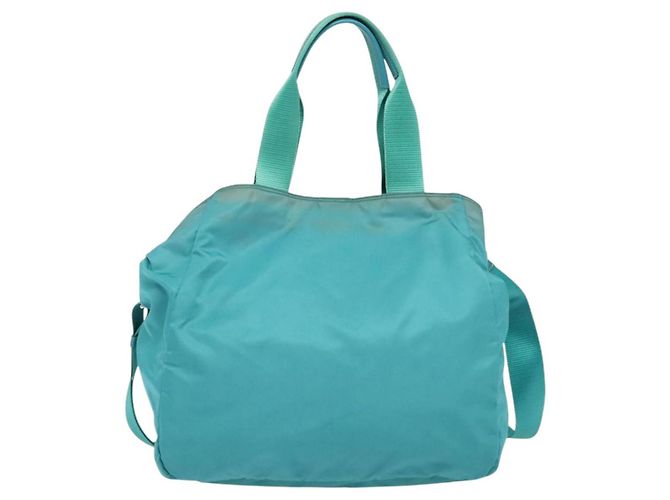 Borsa Tote PRADA Nylon 2in1 Blu Turchese Argento Auth ti3401 - vista 2