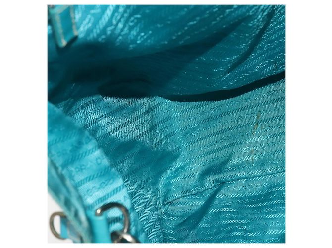 Borsa Tote PRADA Nylon 2in1 Blu Turchese Argento Auth ti3401 - vista 21