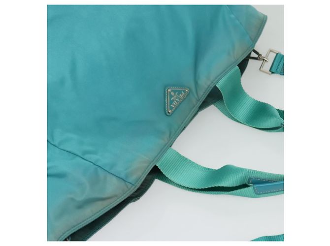 Borsa Tote PRADA Nylon 2in1 Blu Turchese Argento Auth ti3401 - vista 6