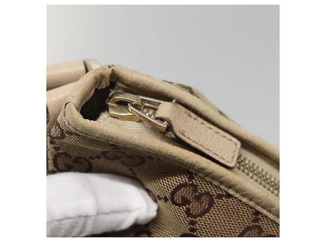 Borsa a Spalla Abbey GG Canvas Gucci Beige Oro 131326 Auth SW1474 D'oro - vista 14