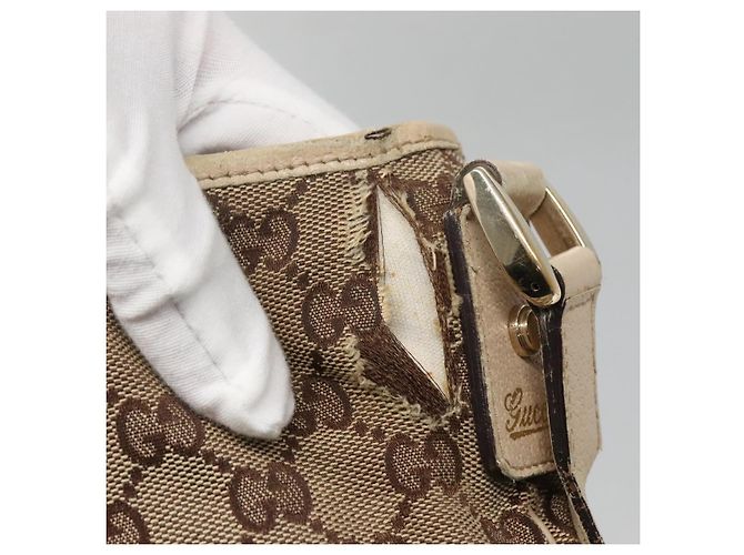 Borsa a Spalla Abbey GG Canvas Gucci Beige Oro 131326 Auth SW1474 D'oro - vista 15