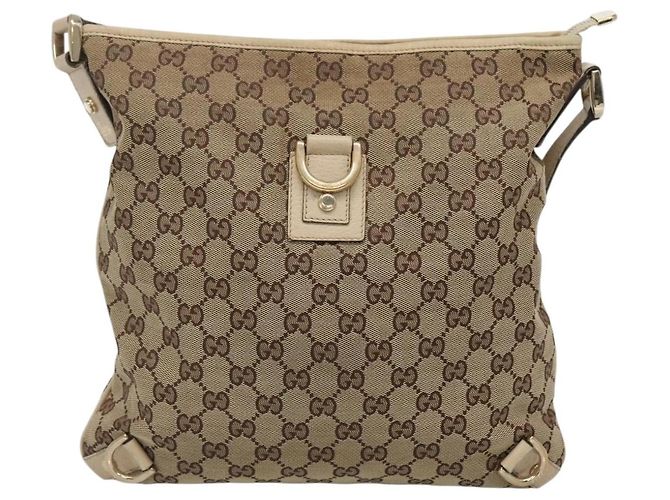 Borsa a Spalla Abbey GG Canvas Gucci Beige Oro 131326 Auth SW1474 D'oro - vista 2