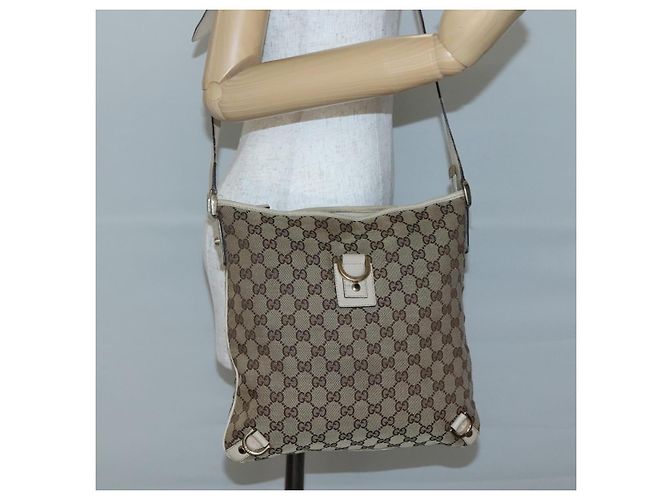 Borsa a Spalla Abbey GG Canvas Gucci Beige Oro 131326 Auth SW1474 D'oro - vista 22