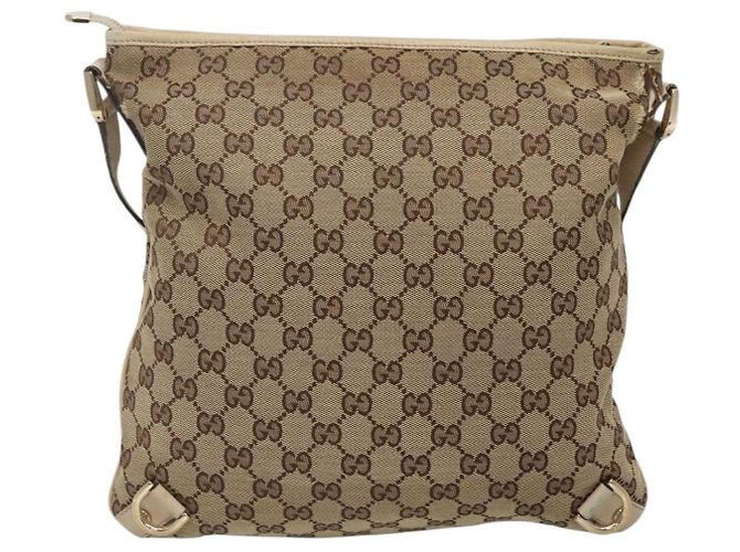 Borsa a Spalla Abbey GG Canvas Gucci Beige Oro 131326 Auth SW1474 D'oro - vista 3