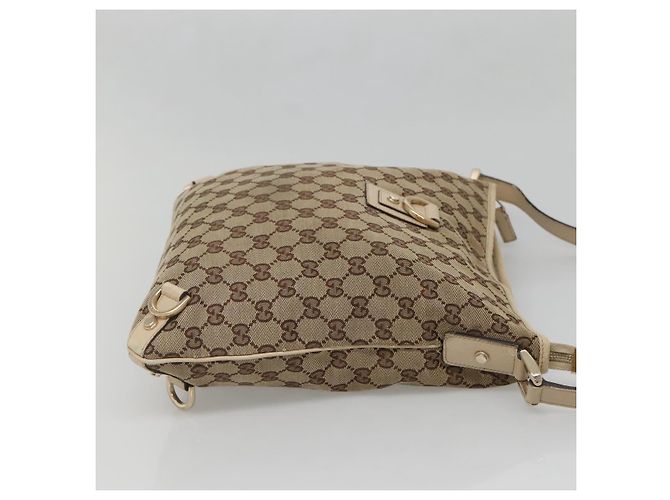 Borsa a Spalla Abbey GG Canvas Gucci Beige Oro 131326 Auth SW1474 D'oro - vista 5