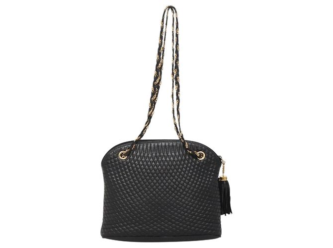 BALLY Borsa a Spalla a Catena Pelle Nera Oro Auth SW1496 Nero D'oro - vista 2