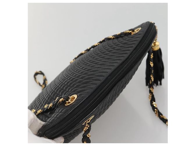 BALLY Borsa a Spalla a Catena Pelle Nera Oro Auth SW1496 Nero D'oro - vista 6