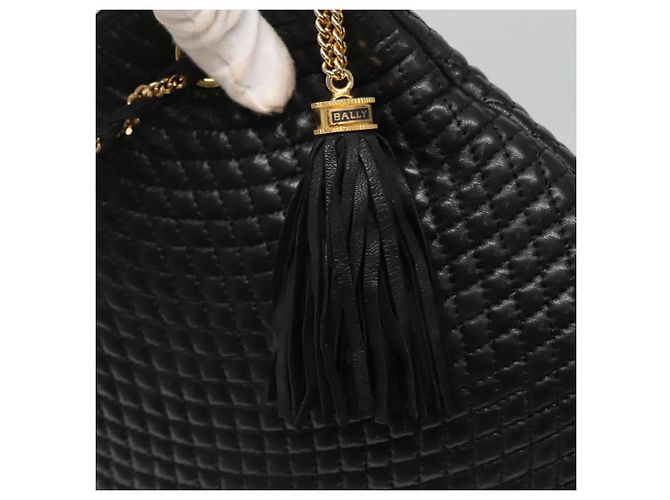 BALLY Borsa a Spalla a Catena Pelle Nera Oro Auth SW1496 Nero D'oro - vista 9