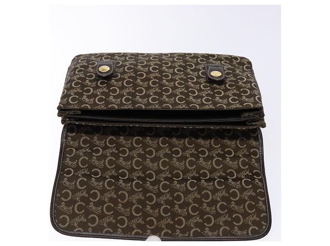 Céline Borsa a mano in tela Macadam C di CELINE marrone e oro Auth 135161 D'oro - vista 10