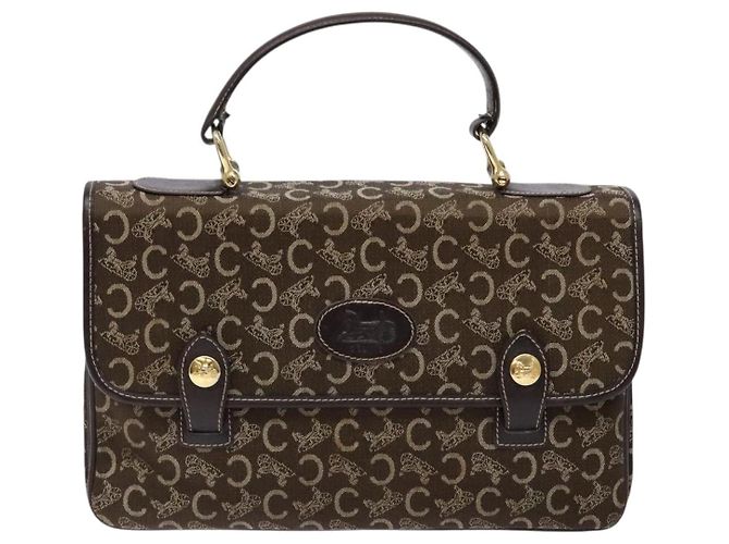 Céline Borsa a mano in tela Macadam C di CELINE marrone e oro Auth 135161 D'oro - vista 13