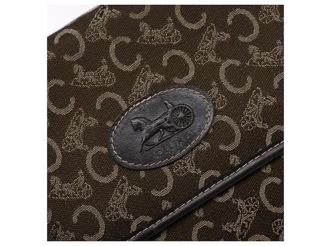 Céline Borsa a mano in tela Macadam C di CELINE marrone e oro Auth 135161 D'oro - vista 17