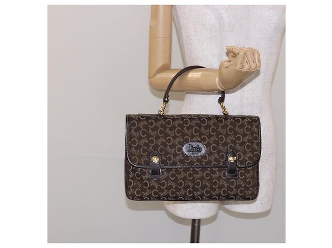 Céline Borsa a mano in tela Macadam C di CELINE marrone e oro Auth 135161 D'oro - vista 23