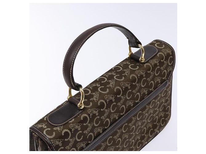 Céline Borsa a mano in tela Macadam C di CELINE marrone e oro Auth 135161 D'oro - vista 6