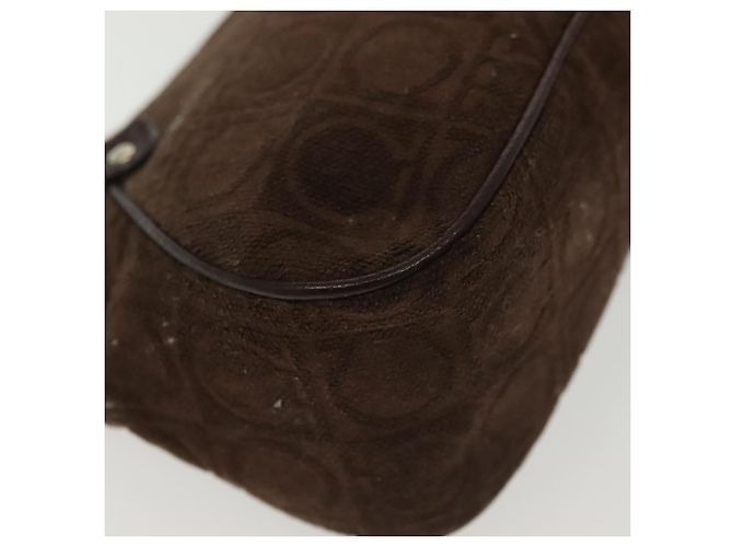 Pochette Accessorio Salvatore Ferragamo Camoscio Marrone Argento Auth gh716 - vista 15