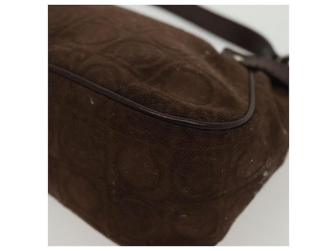 Pochette Accessorio Salvatore Ferragamo Camoscio Marrone Argento Auth gh716 - vista 16