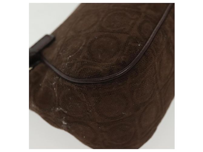 Pochette Accessorio Salvatore Ferragamo Camoscio Marrone Argento Auth gh716 - vista 9