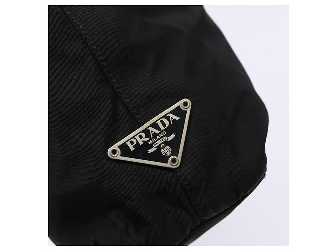 PRADA Borsa a mano in nylon nero argento Auth gh600 - vista 10