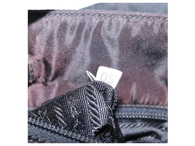 PRADA Borsa a mano in nylon nero argento Auth gh600 - vista 12