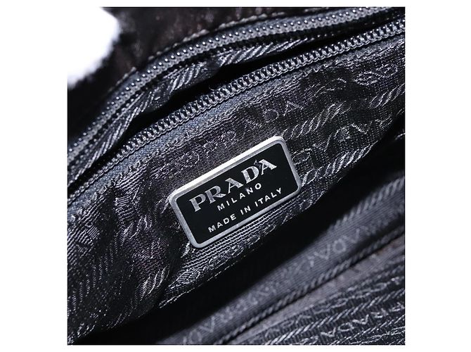 PRADA Borsa a mano in nylon nero argento Auth gh600 - vista 17
