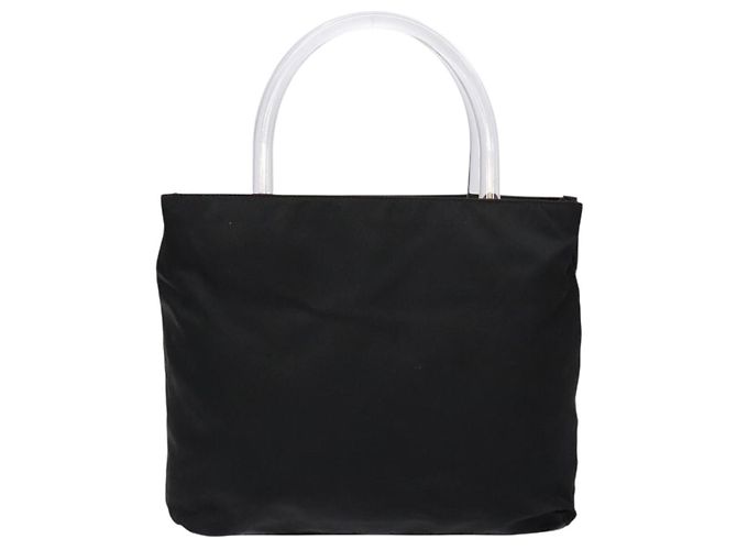 PRADA Borsa a mano in nylon nero argento Auth gh600 - vista 2
