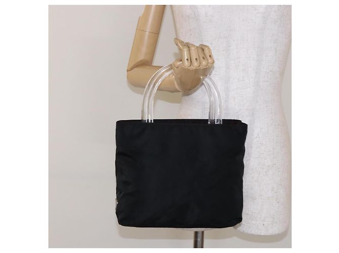 PRADA Borsa a mano in nylon nero argento Auth gh600 - vista 22