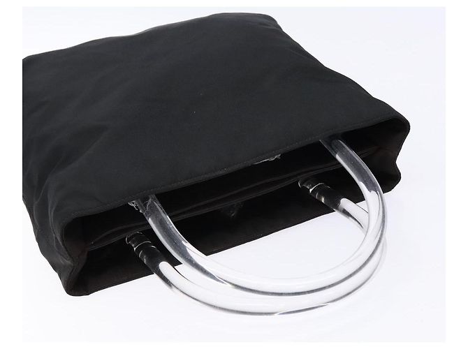 PRADA Borsa a mano in nylon nero argento Auth gh600 - vista 6