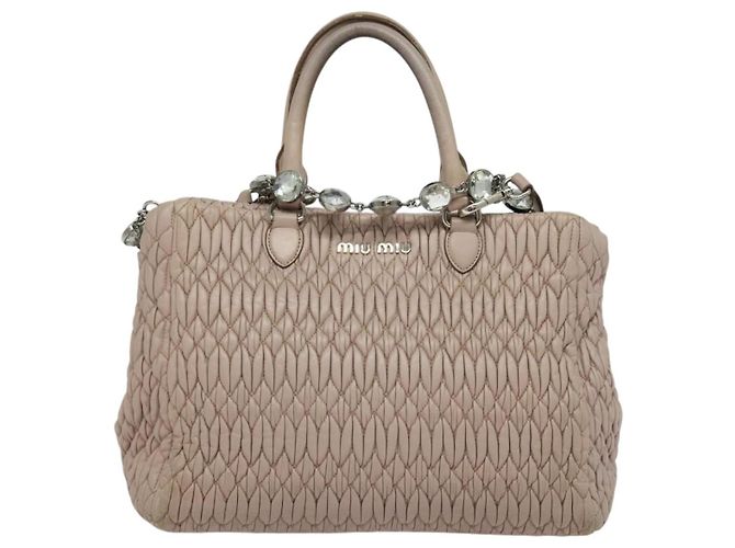 Borsa Miu Miu Matelassé in pelle 2 in 1 rosa argento Auth gh653 - vista 13