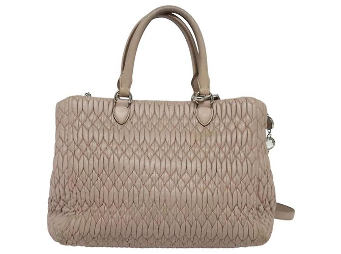 Borsa Miu Miu Matelassé in pelle 2 in 1 rosa argento Auth gh653 - vista 2