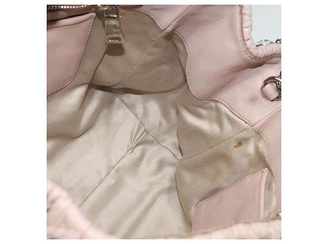 Borsa Miu Miu Matelassé in pelle 2 in 1 rosa argento Auth gh653 - vista 23