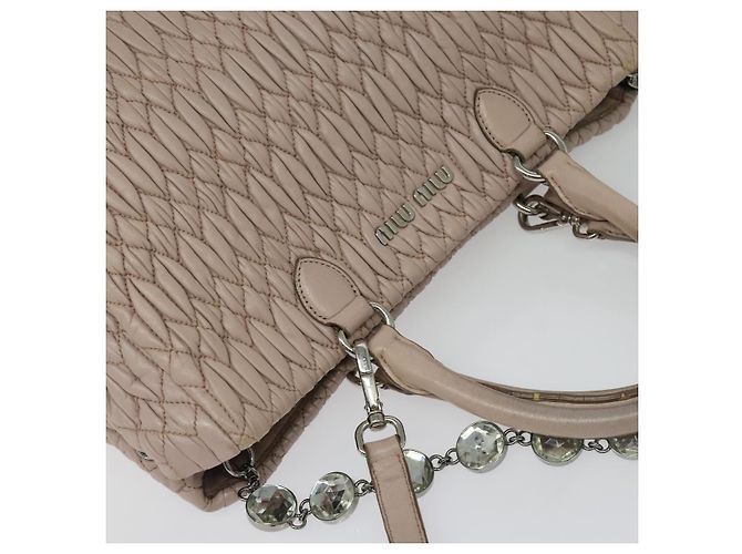 Borsa Miu Miu Matelassé in pelle 2 in 1 rosa argento Auth gh653 - vista 6
