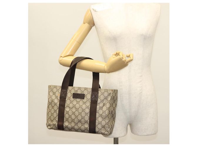 Gucci Borsa Tote GG Supreme in PVC beige argento 141976 Auth bs28870 - vista 24