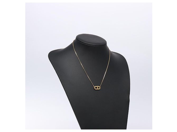 Collana Logo CD Christian Dior in metallo dorato Auth 140832 - vista 14